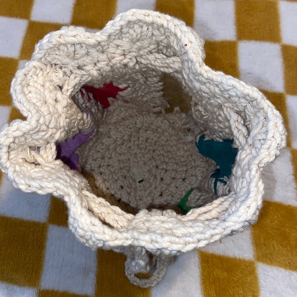 VTG SUEDE CROCHET CLUTCH Circo Rainbow Colors Cream Pouch Purse Wristlet - Picture 6 of 7